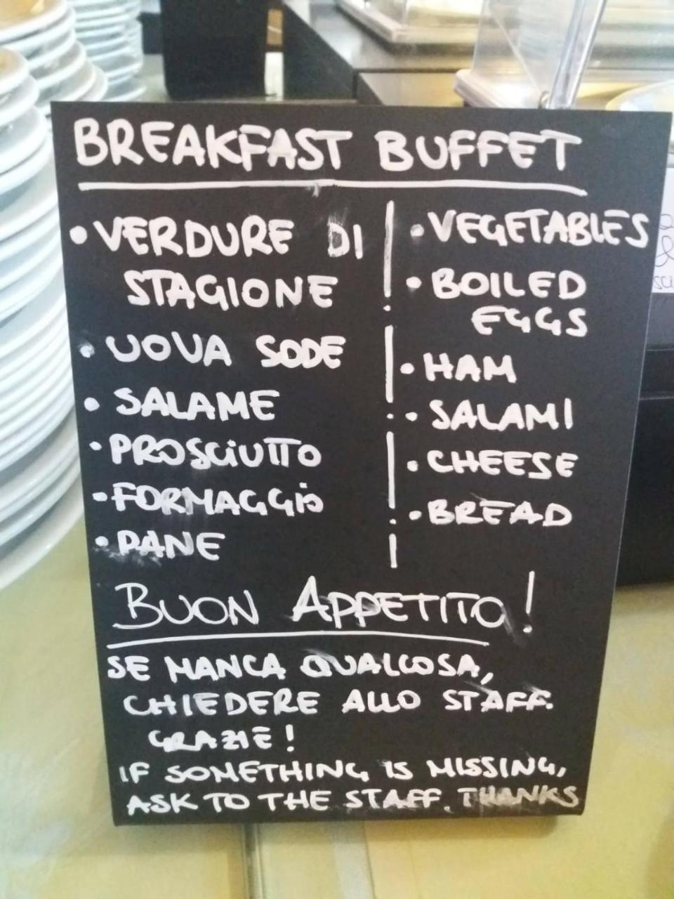 Columbus Urban Resort Florence Luaran gambar Menu in Italian